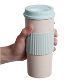 Non-Slip Insulated Wheat Straw Coffee Tumbler with Cup Sleeve