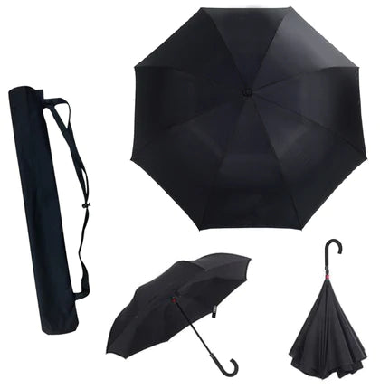 Inverted Umbrella with Leather J Handle