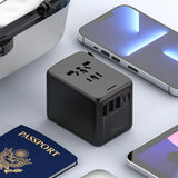 Travel Adaptor with 3 USB Hub + 2 Type C