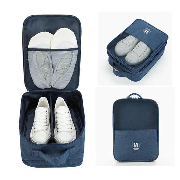 3 Layer Portable Travel Shoe Bag with Mesh