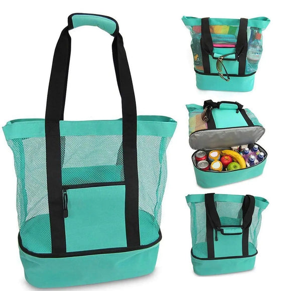 Mesh Tote Bag with Cooler Compartment