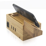 Bamboo charging Dock Stand holder come with USB Ports