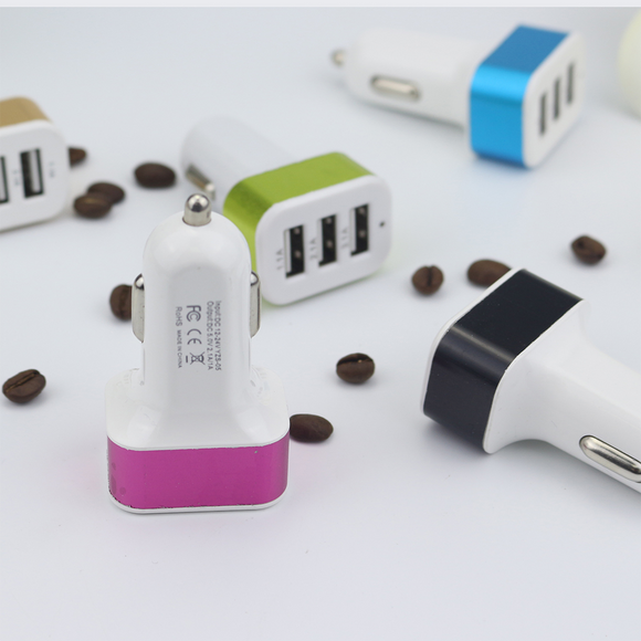 3USB aluminum car charger