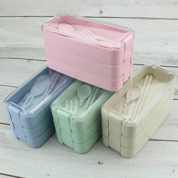 Wheat 3 Tier Lunchbox with Cutlery