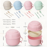3 Tier Wheat Lunch Box with Cutlery Set